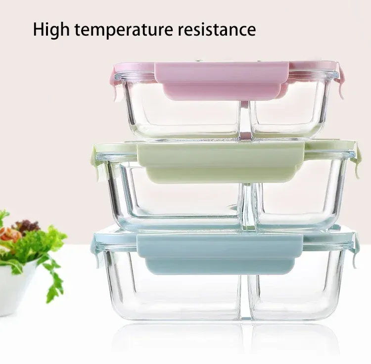Boîte à repas en verre en situation d'utilisation
