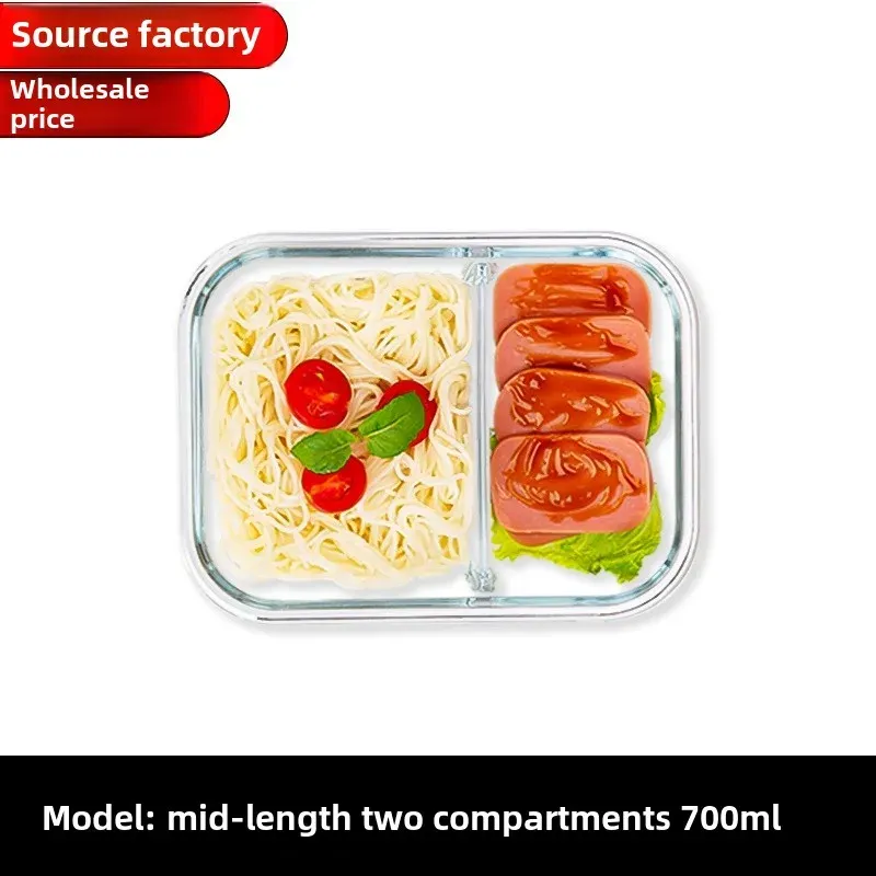 Boîte à repas en verre étanche avec couvercle, compatible micro-ondes, boîte bento portable 8