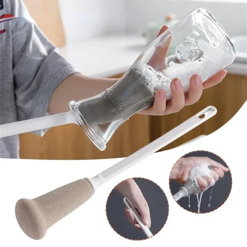 Brosse éponge à long manche pour le nettoyage de bouteilles