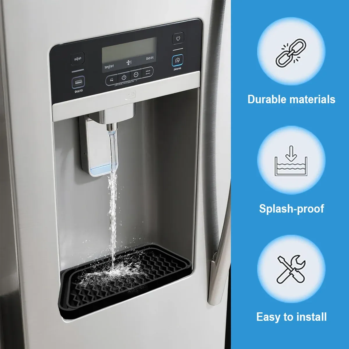 Plateau anti-goutte antidérapant pour réfrigérateur, bac de récupération d'eau pour distributeur 4