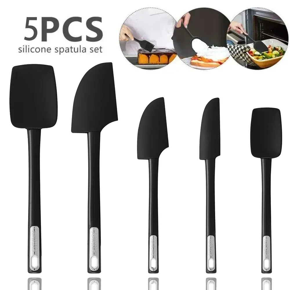 Ensemble de spatules en silicone résistantes à la chaleur avec manche antidérapant, pour la cuisson, le mélange, la pâtisserie et le service.