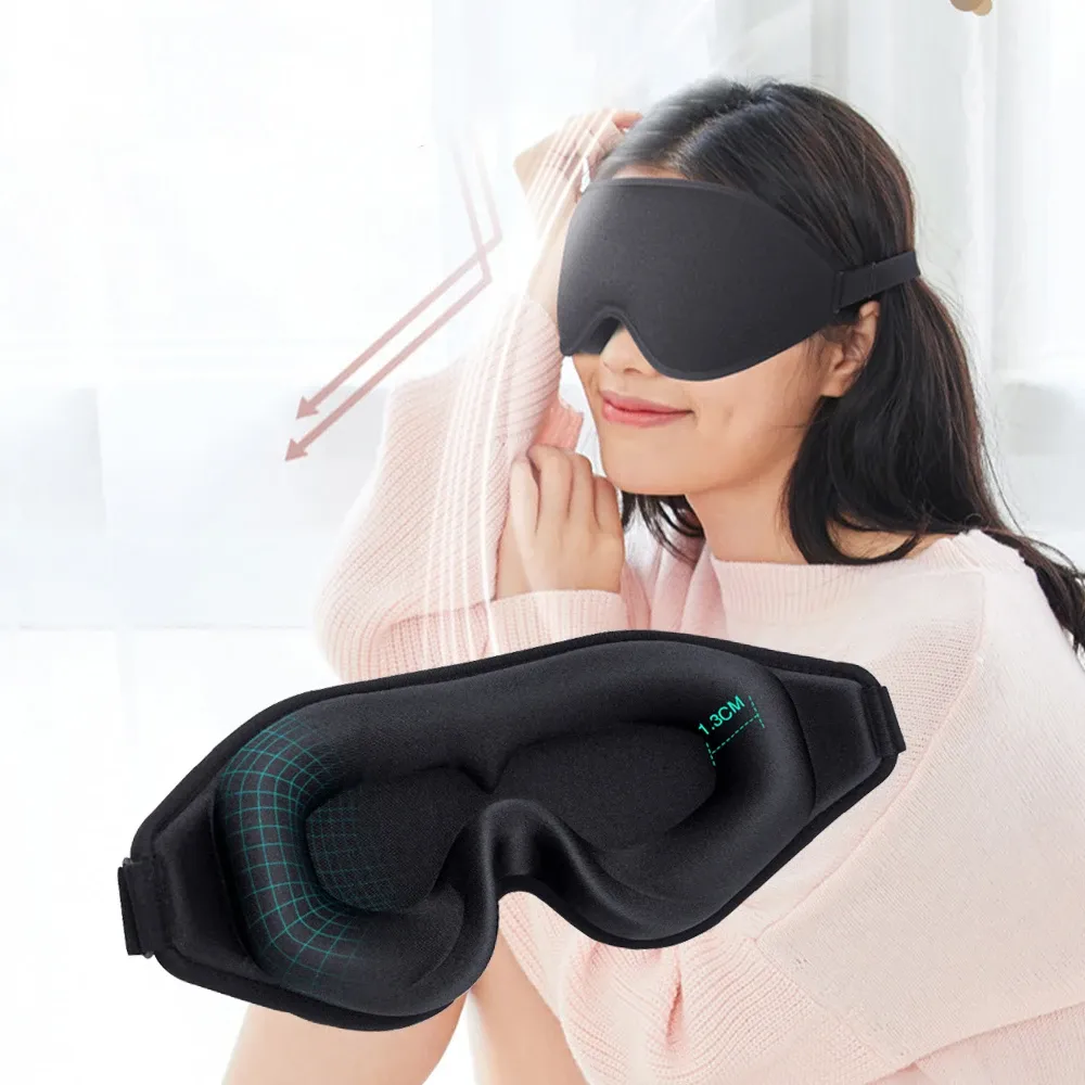 Masque de sommeil 3D porté, détail de la structure