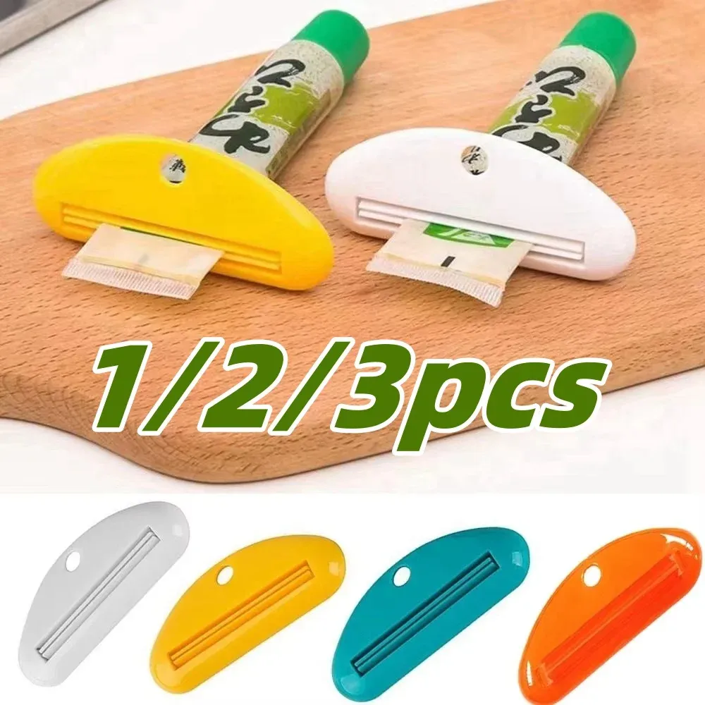 1/2/3 pièces Distributeur manuel multifonction de dentifrice et presse-tube de crème, pince d'extraction pour salle de bain 2