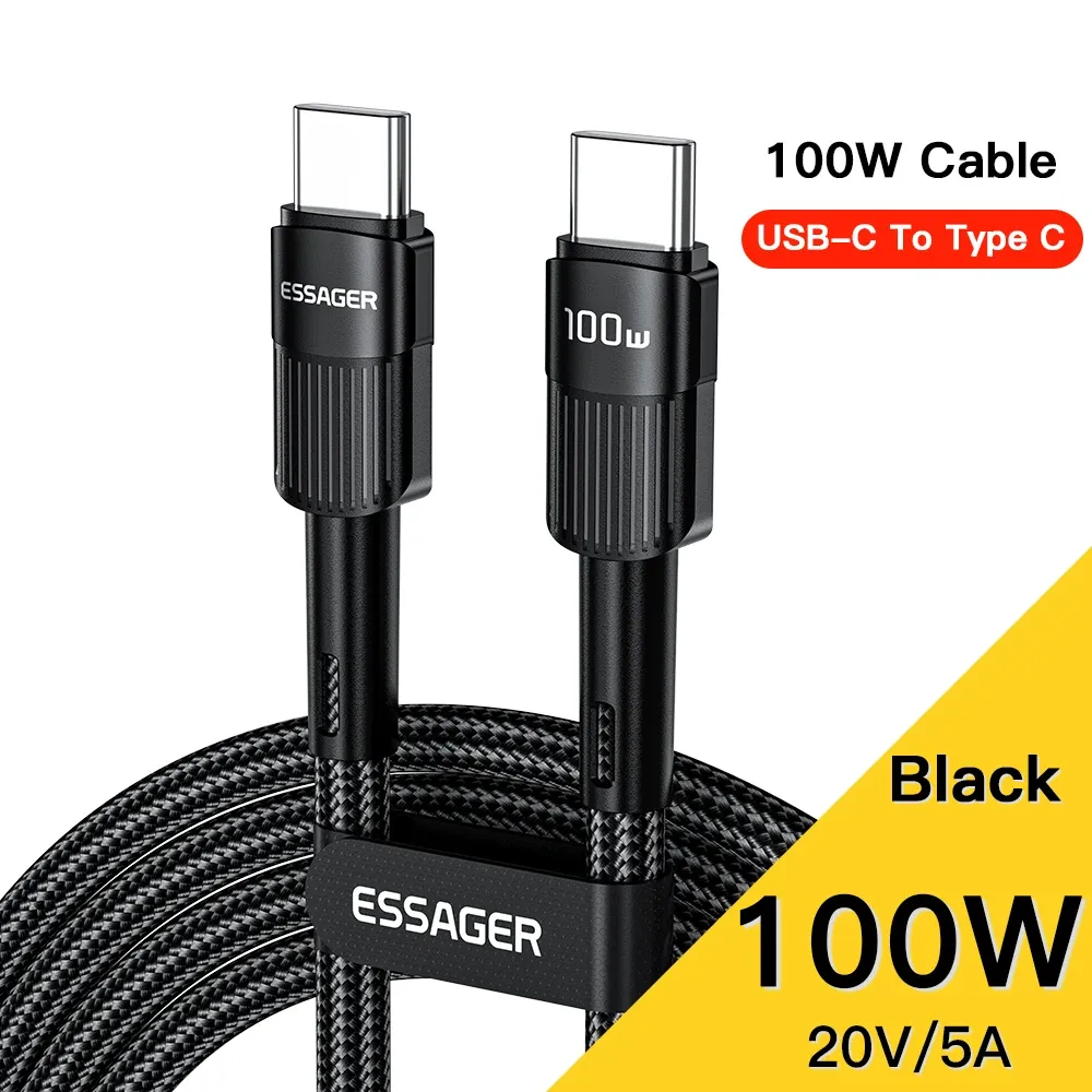 Câble USB-C vers USB-C Essager 100 W, charge rapide PD, compatible MacBook, Samsung et Xiaomi, 3 m 6