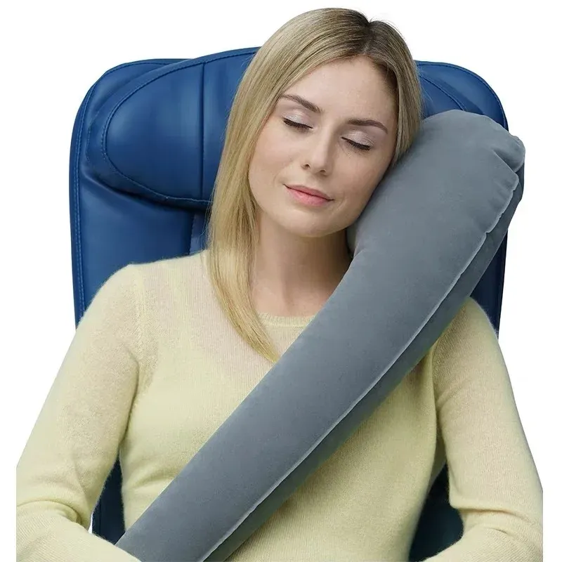 Oreiller de voyage gonflable pour le cou, conçu pour l'assise dans les voitures, avions et trains à grande vitesse 1