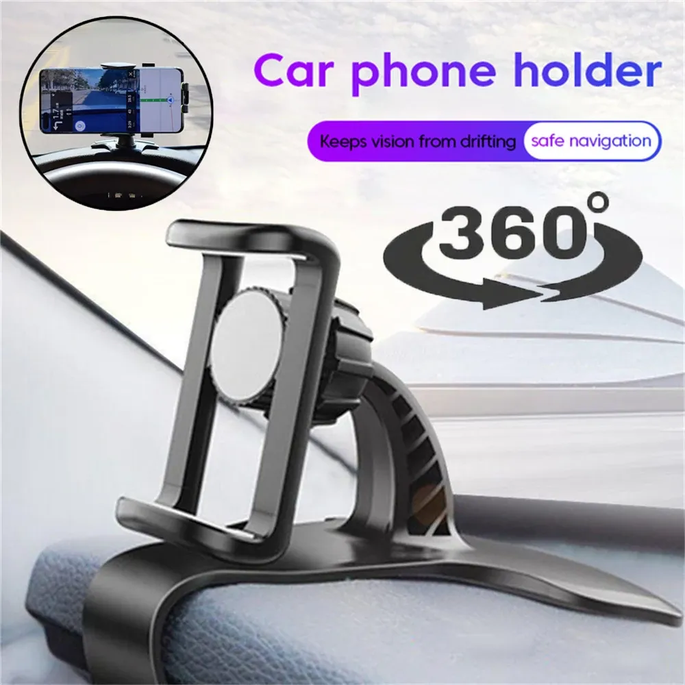 Support de téléphone pour voiture rotatif à 360°, support universel pour smartphone à fixer sur tableau de bord