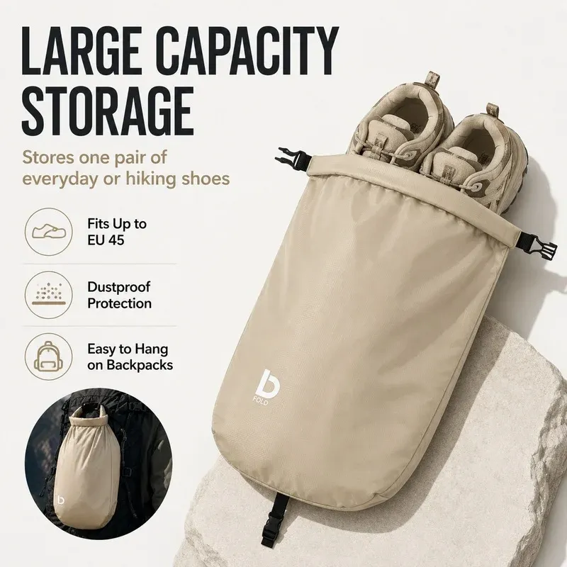 Lot de 2 sacs de rangement portables pour chaussures de randonnée, organisateur suspendu anti-poussière pour sac à dos, grande capacité - Image 1