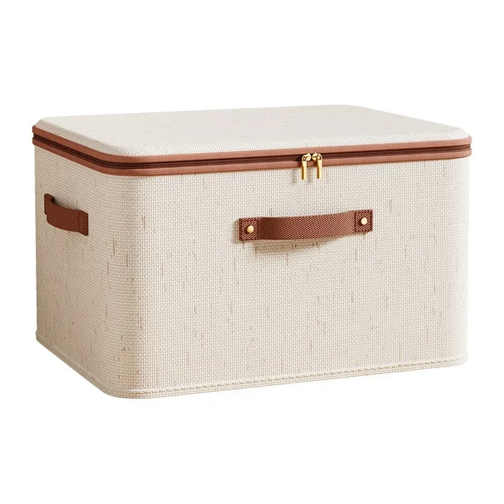 Boîte de rangement pliable avec couvercle, organisateur de vêtements anti-poussière de grande capacité, rangement multifonctionnel pour placard - Image 1