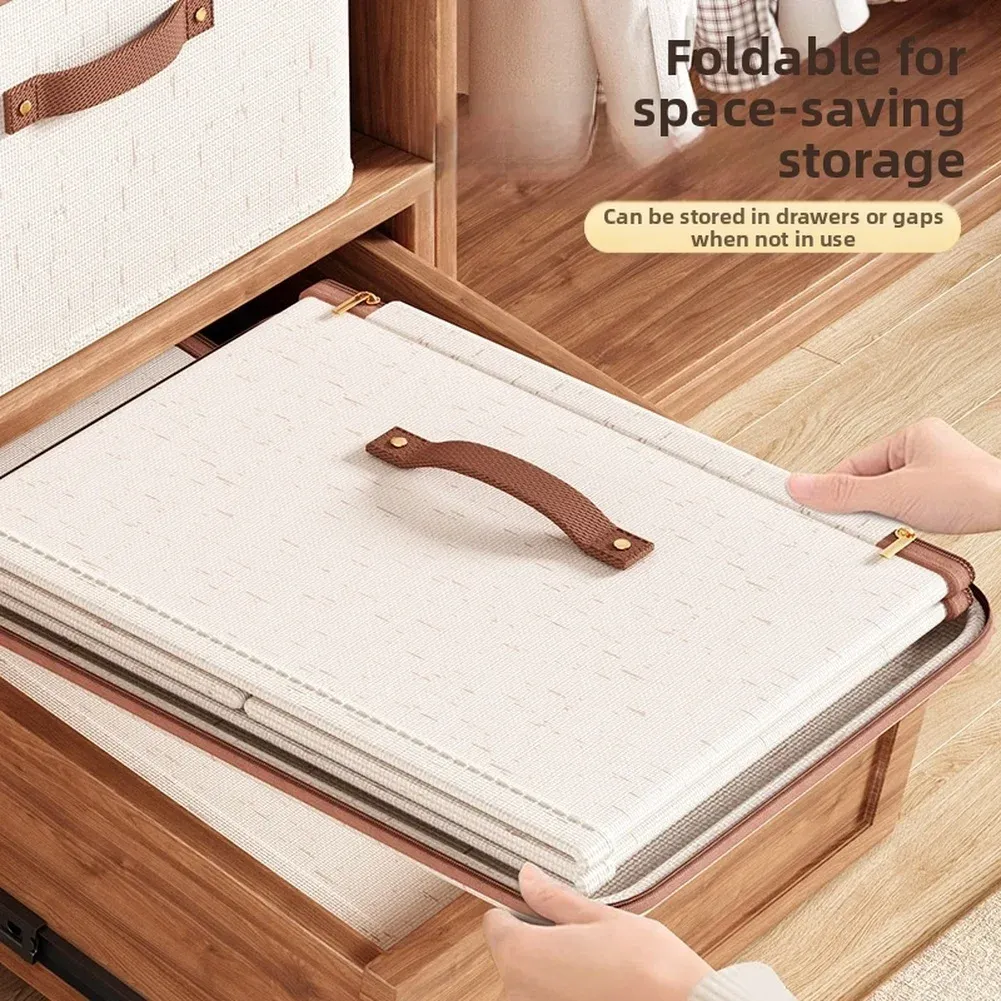 Boîte de rangement pliable avec couvercle, organisateur de vêtements anti-poussière de grande capacité, rangement multifonctionnel pour placard 4