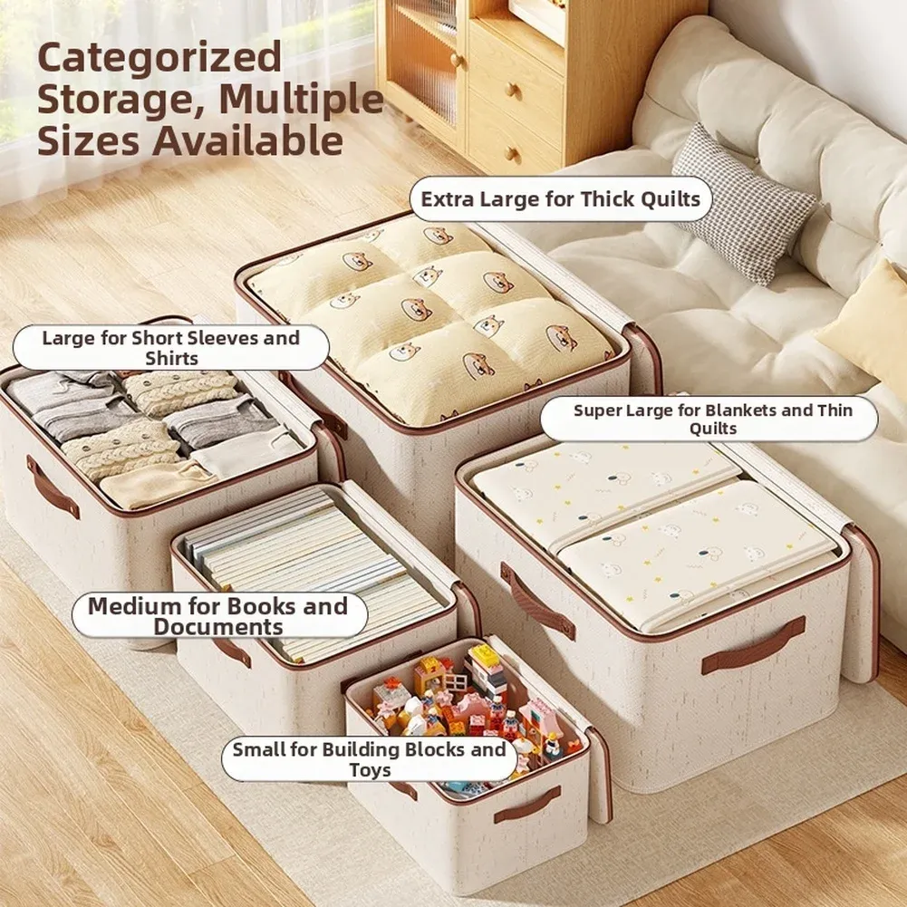 Boîte de rangement pliable avec couvercle, mise en situation