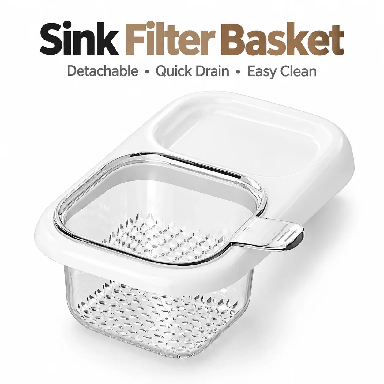 Panier filtre amovible pour évier de cuisine avec collecteur de déchets alimentaires et passoire pour légumes et fruits