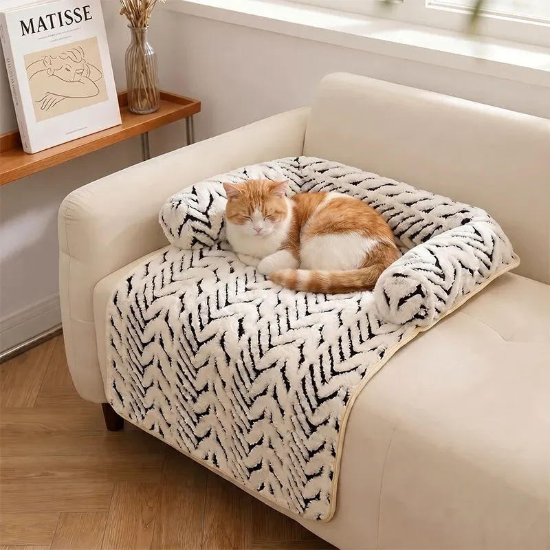 Tapis protecteur pour canapé à rebords latéraux, doux et antidérapant, pour chiens et chats de petite et moyenne taille 2