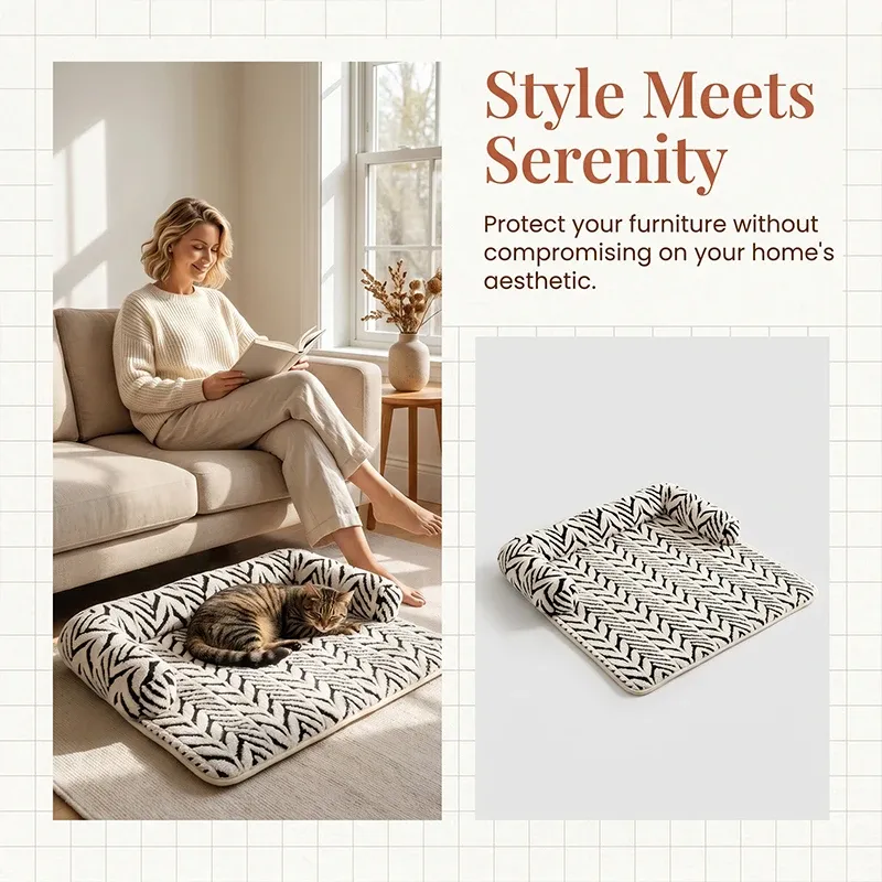 Tapis protecteur pour canapé à rebords latéraux, doux et antidérapant, pour chiens et chats de petite et moyenne taille 5