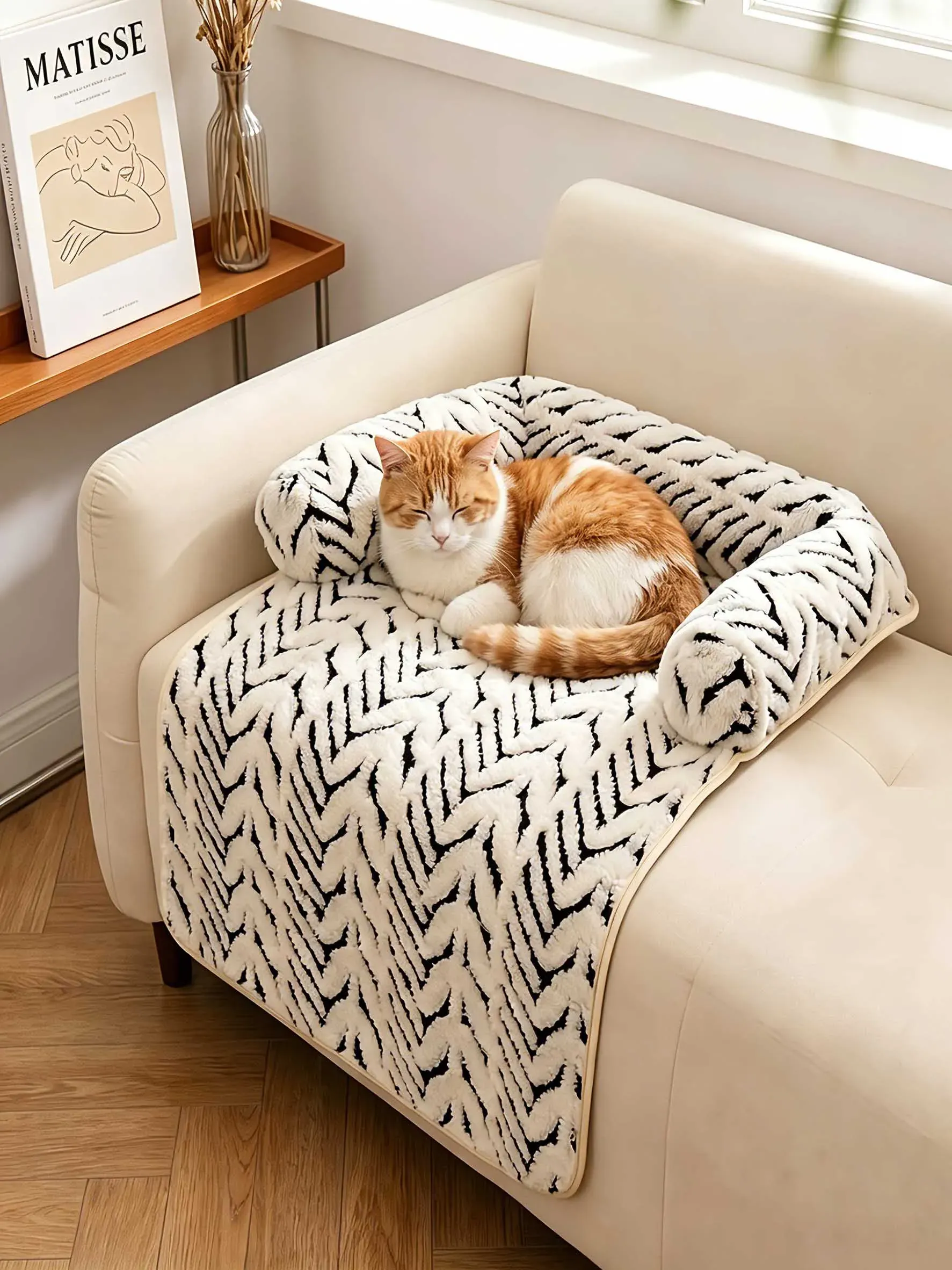 Tapis protecteur pour canapé à rebords latéraux, doux et antidérapant, pour chiens et chats de petite et moyenne taille 7
