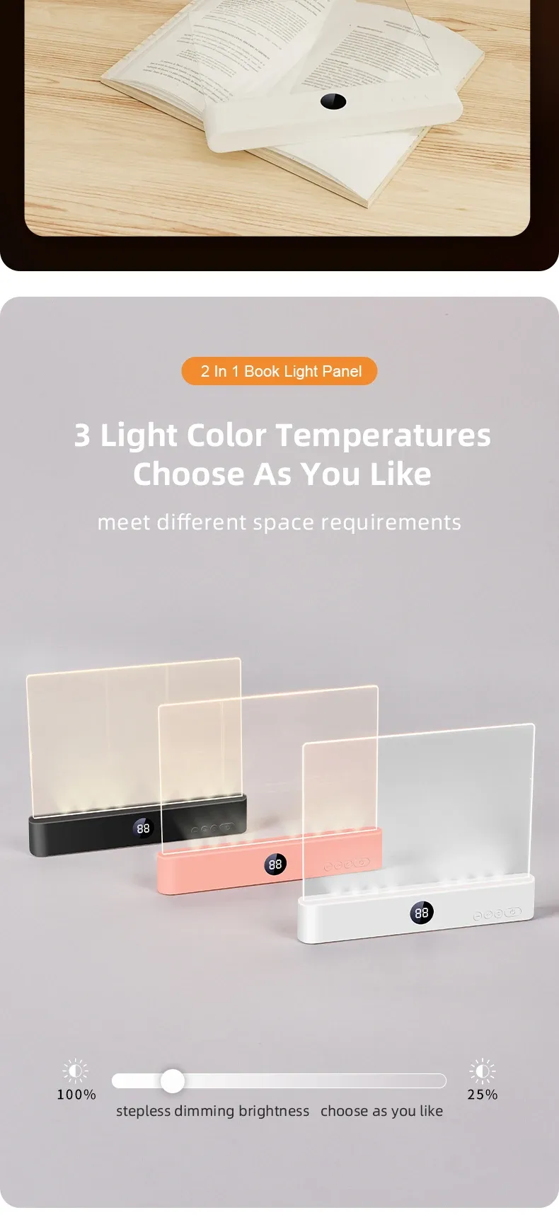 Lampe de lecture LED rechargeable, ambiance de lecture