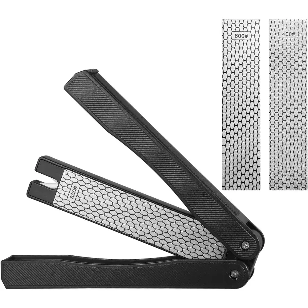 Affûteur double face portable, grain 400/600, pierre à aiguiser diamantée pliable pour couteaux de cuisine, 1 pièce - Image 1