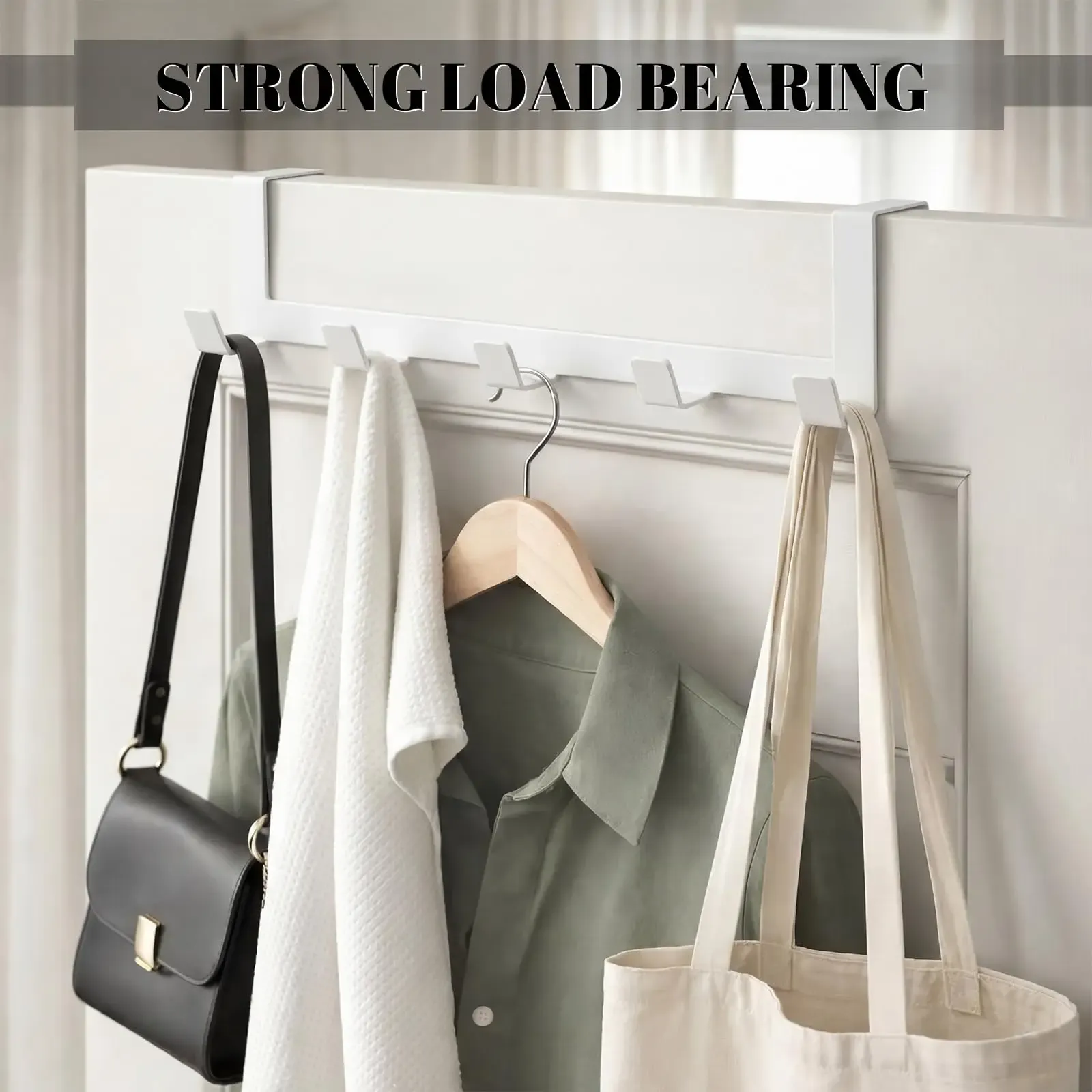Crochets de porte pour salle de bain et cuisine, lot de 5, porte-manteaux et porte-serviettes 6
