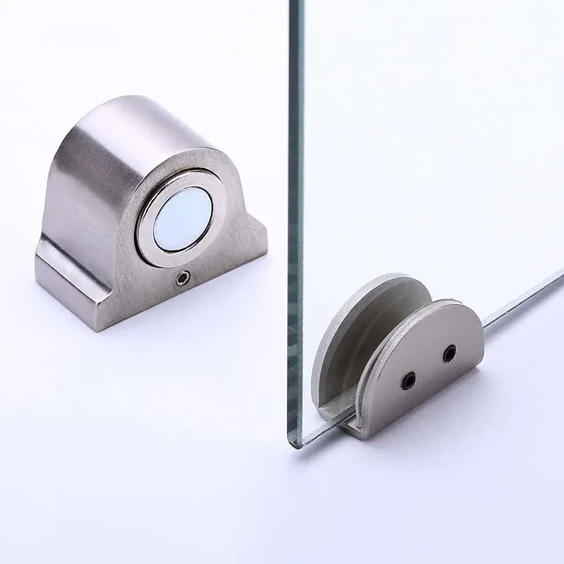 Butée de porte magnétique au sol pour verre perforé 10-12 mm, sans aspiration
