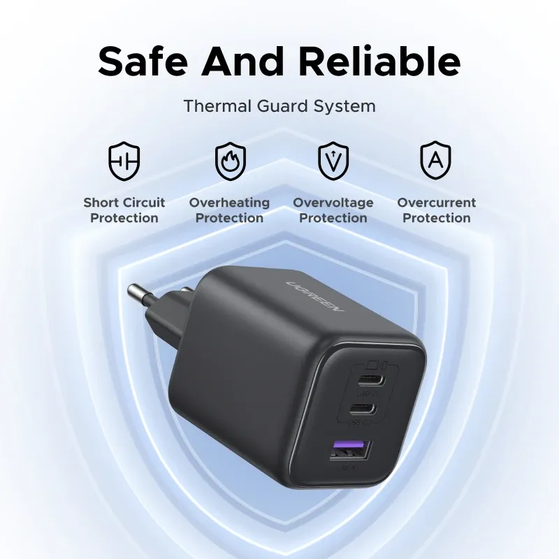 Chargeur GaN UGREEN 45 W/30 W/25 W/20 W, prise européenne, compatible PD 3.0, PPS et QC 3.0, chargeur USB-C à charge rapide pour iPhone 18, 17, 16 Pro Max, Samsung S25 et iPad Air 6