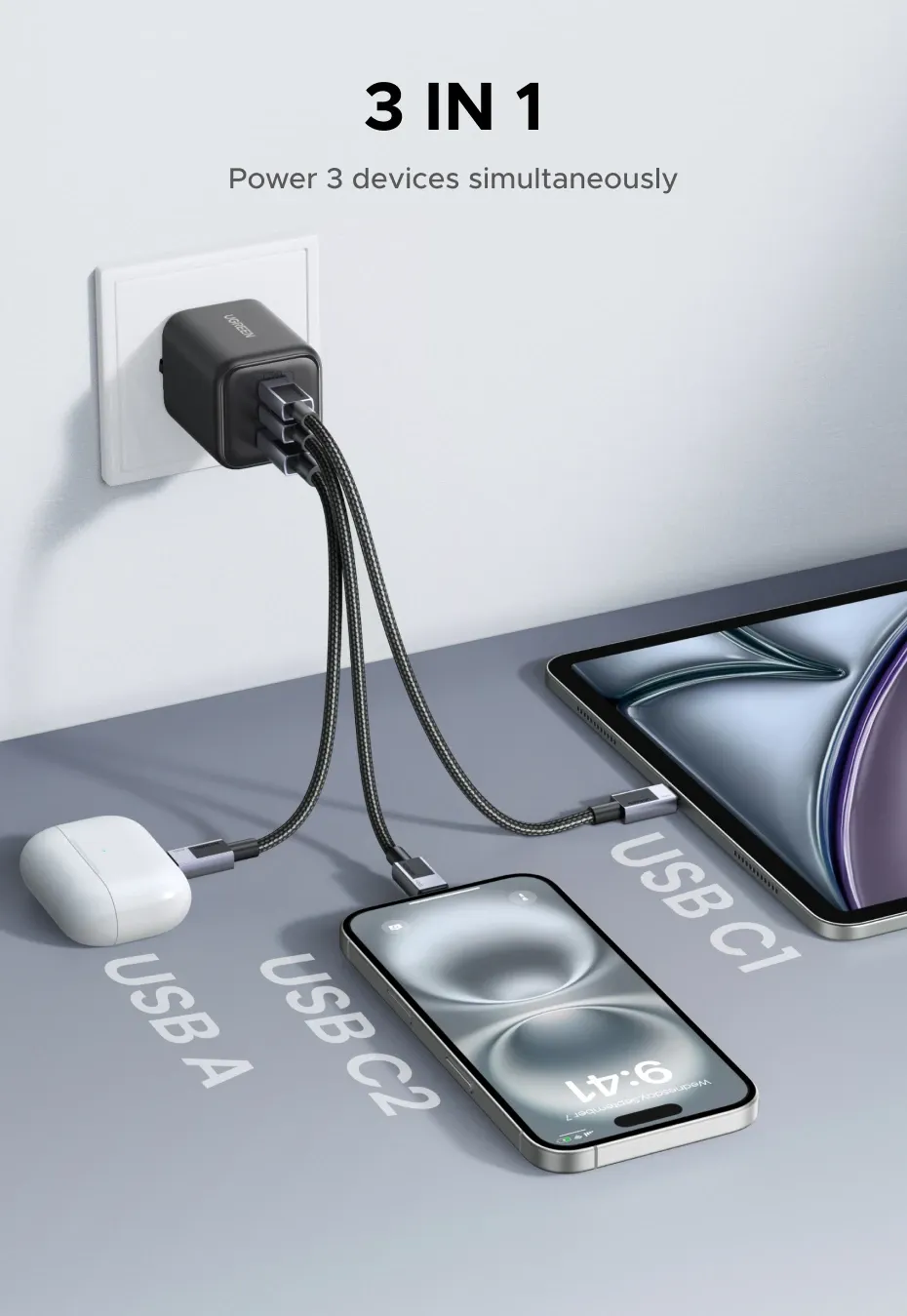Chargeur UGREEN en situation d'utilisation