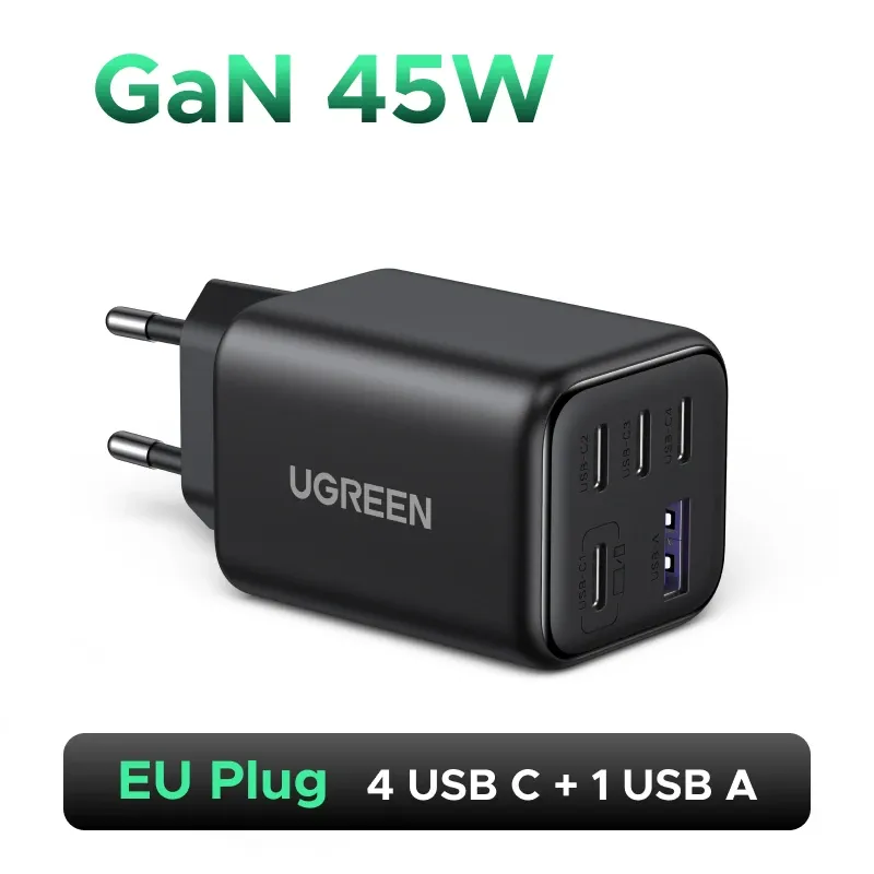 Chargeur GaN UGREEN 45 W/30 W/25 W/20 W, prise européenne, compatible PD 3.0, PPS et QC 3.0, chargeur USB-C à charge rapide pour iPhone 18, 17, 16 Pro Max, Samsung S25 et iPad Air 10
