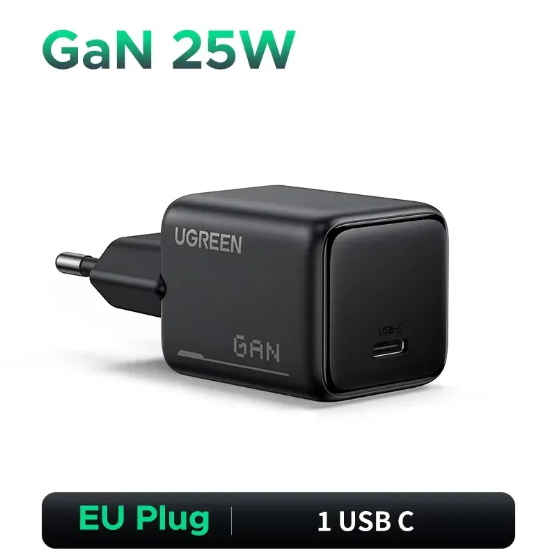 Chargeur GaN UGREEN 45 W/30 W/25 W/20 W, prise européenne, compatible PD 3.0, PPS et QC 3.0, chargeur USB-C à charge rapide pour iPhone 18, 17, 16 Pro Max, Samsung S25 et iPad Air 12