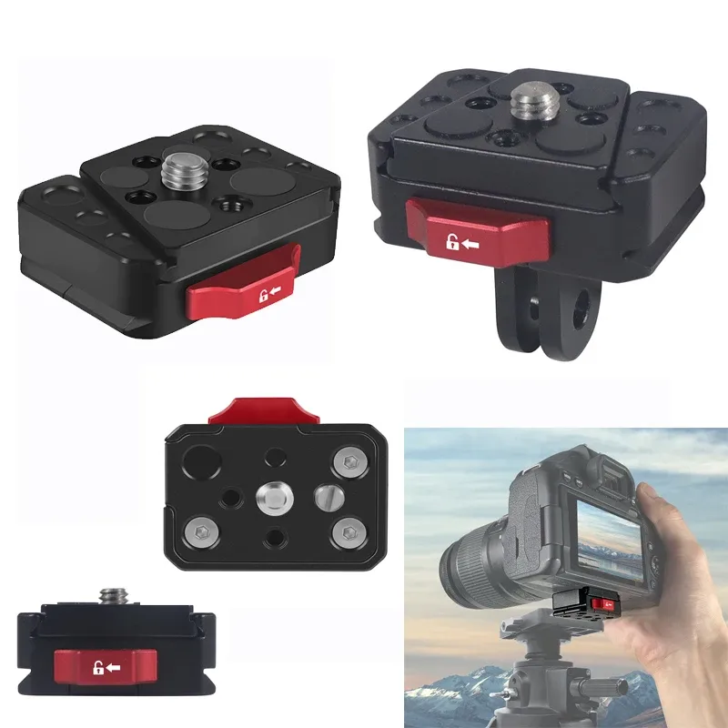 Plaque de serrage à dégagement rapide, montage V-Lock, vis 1/4" pour tête de trépied 38 mm, moniteur de champ, adaptateur de caméra à lumière LED - Image 1