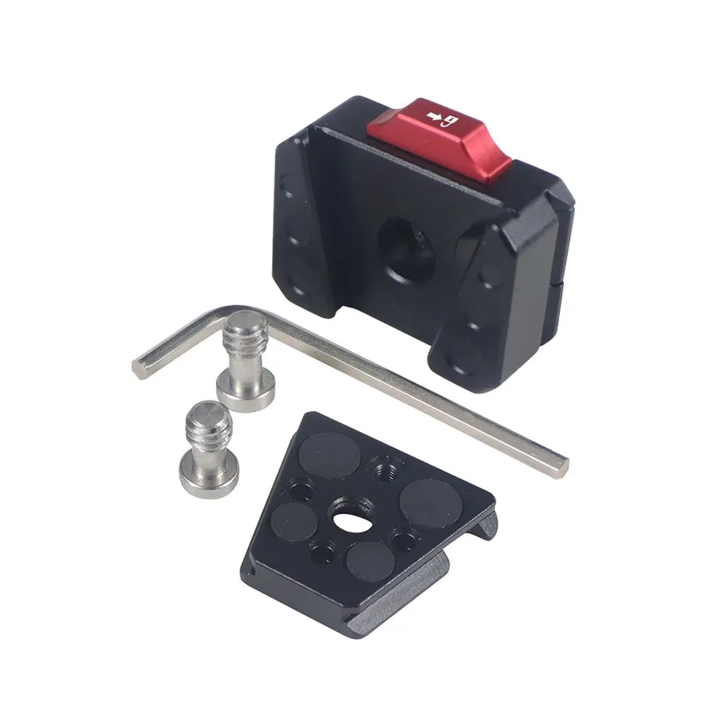 Plaque de serrage à dégagement rapide, montage V-Lock, vis 1/4" pour tête de trépied 38 mm, moniteur de champ, adaptateur de caméra à lumière LED 11