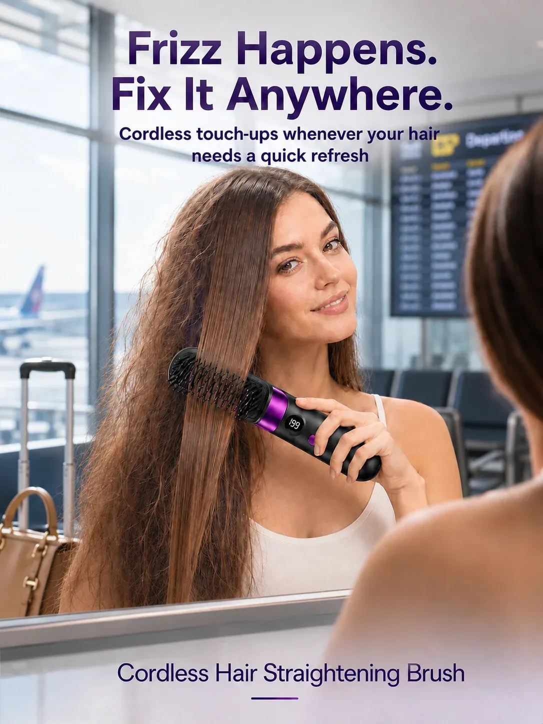 Brosse lissante électrique sans fil, rechargeable par USB et portable 2