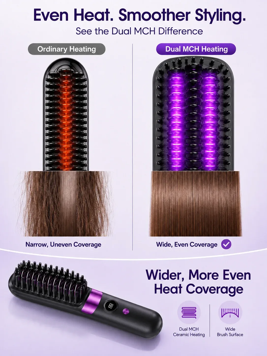 Brosse lissante électrique sans fil, rechargeable par USB et portable 5