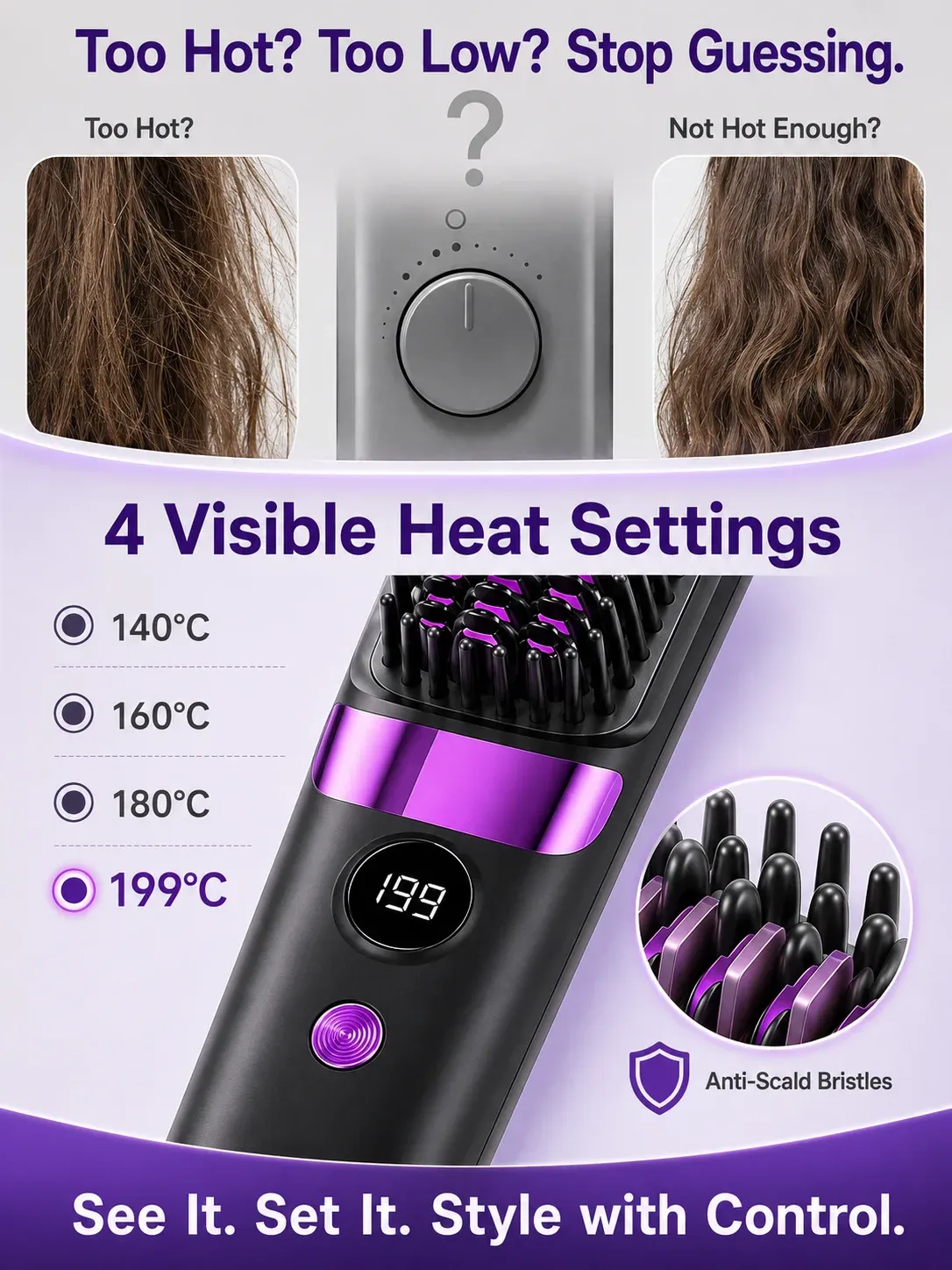 Brosse lissante électrique sans fil, rechargeable par USB et portable 6