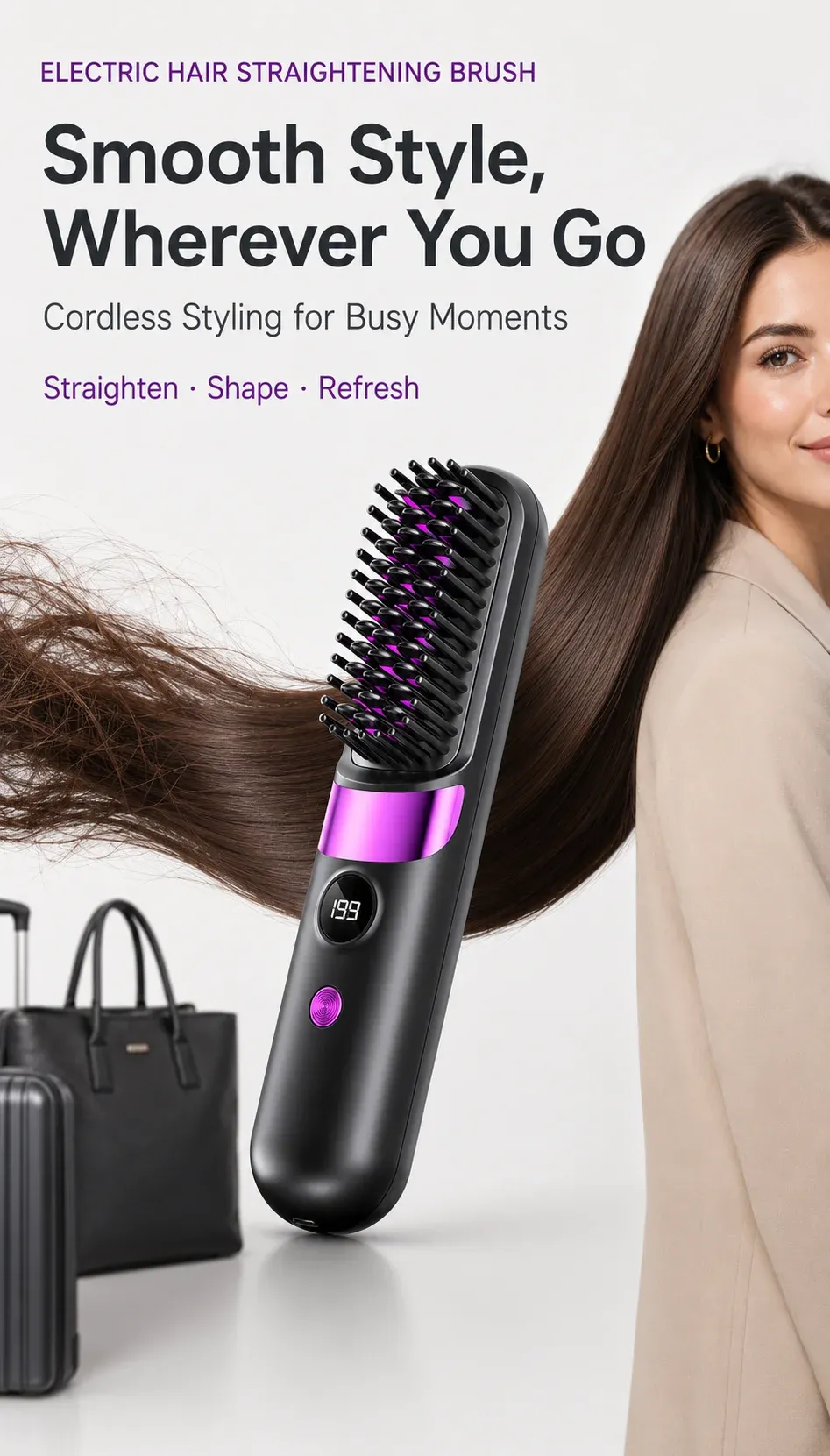 Brosse lissante électrique en situation