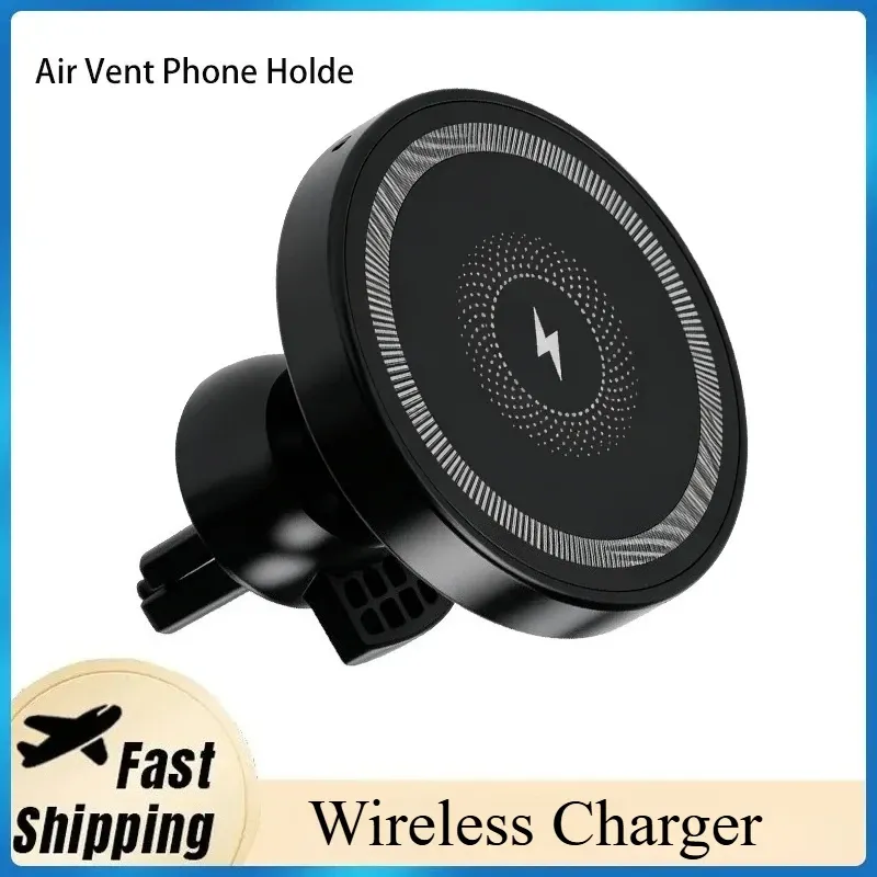 Support de chargeur magnétique sans fil pour voiture, fixation sur grille d'aération, charge rapide 15 W pour iPhone 14, 15, 16, 17 Pro Max