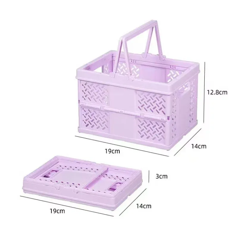 Panier de rangement pliable en plastique avec poignée, organisateur écologique pour la maison et le bureau 2