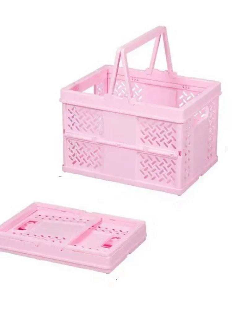 Panier de rangement pliable en plastique avec poignée, organisateur écologique pour la maison et le bureau - Image 1