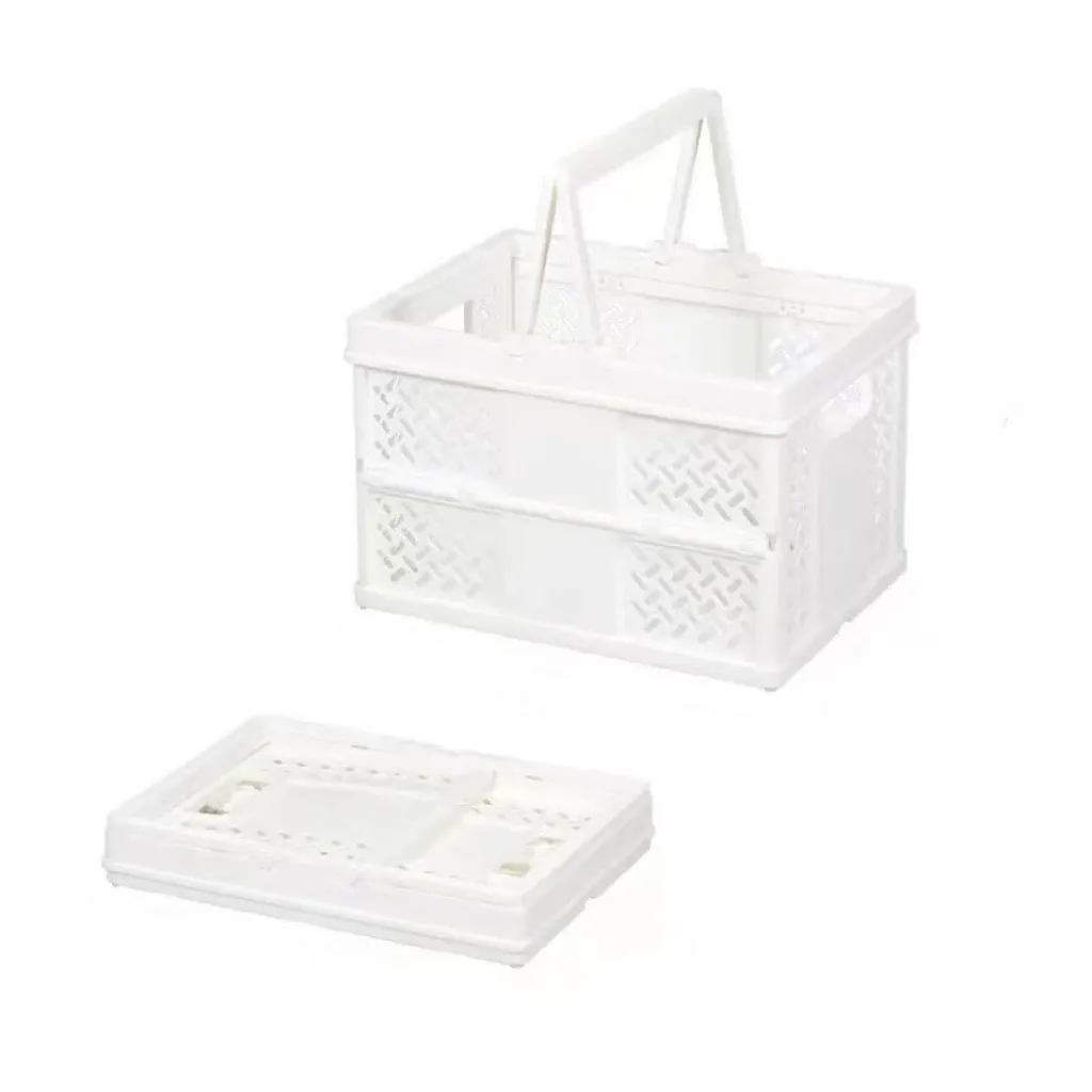 Panier de rangement pliable en plastique avec poignée, organisateur écologique pour la maison et le bureau 4