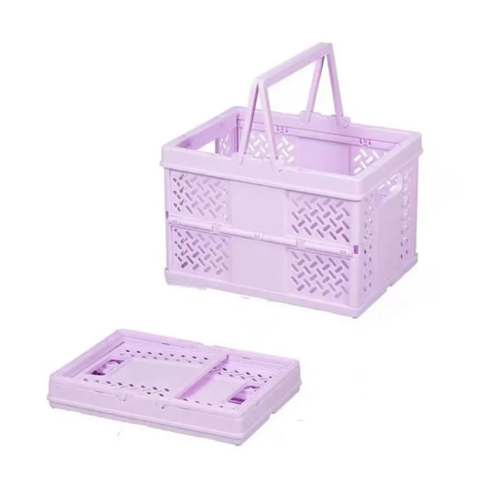 Panier de rangement pliable en plastique avec poignée, organisateur écologique pour la maison et le bureau 5