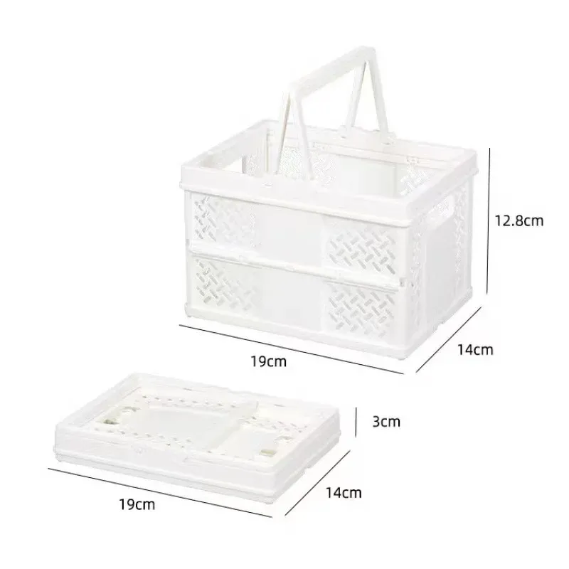 Panier de rangement pliable en plastique avec poignée, organisateur écologique pour la maison et le bureau 7