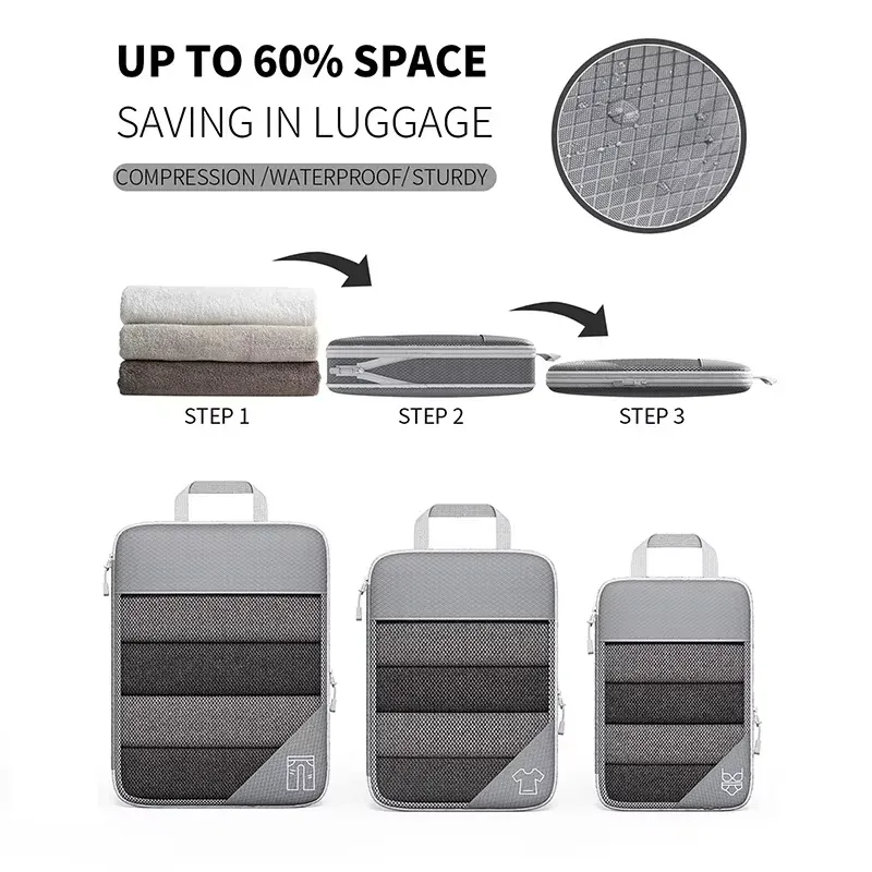 Lot de 5 cubes de rangement compressibles pour voyage avec sac à chaussures, en maille transparente 4