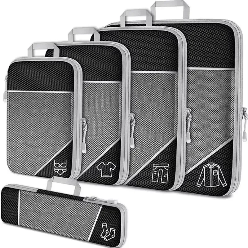 Organisation de valise avec cubes compressibles