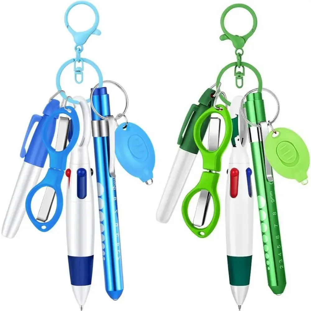 Stylo Bille Rétractable 6-en-1 avec Lampe Torche, Clip Pliable, Porte-Badge Rétractable, Porte-clés et Marqueur Permanent 3