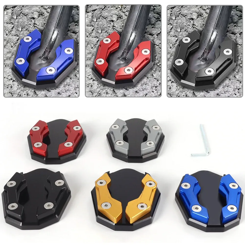 Béquille latérale universelle en aluminium pour moto, avec extension de pied et plaque de support - Image 1