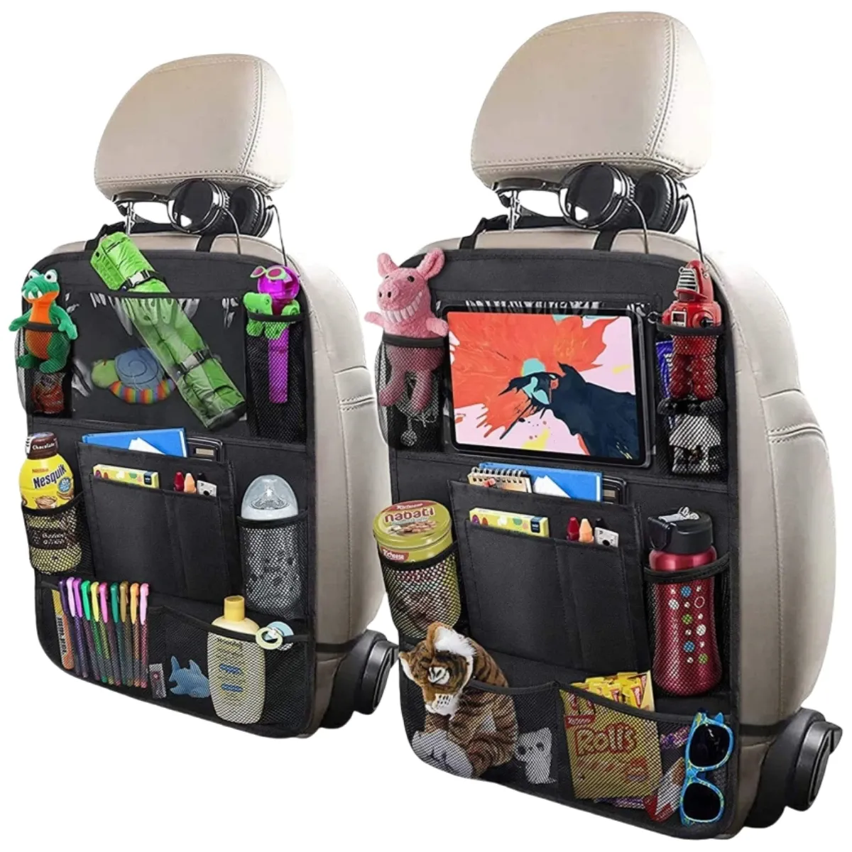 Organisateur de dossier de siège auto, 10 poches de rangement avec écran tactile, support tablette, protège-dossier pour enfants, accessoires auto