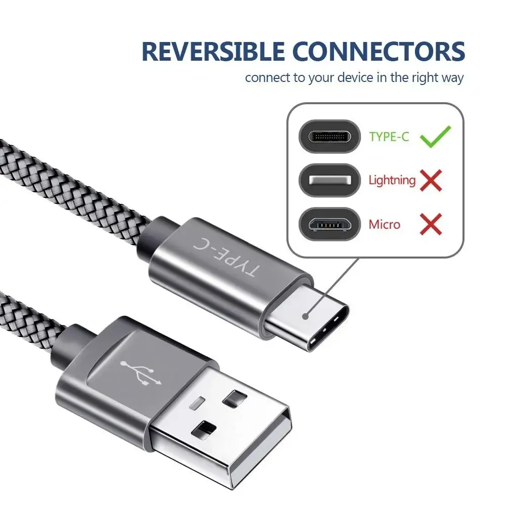 Câble USB Type-C à Recharge Rapide pour Samsung Galaxy A51, A71, A50, S10, S21 et Autres Modèles – 2 m / 3 m 4