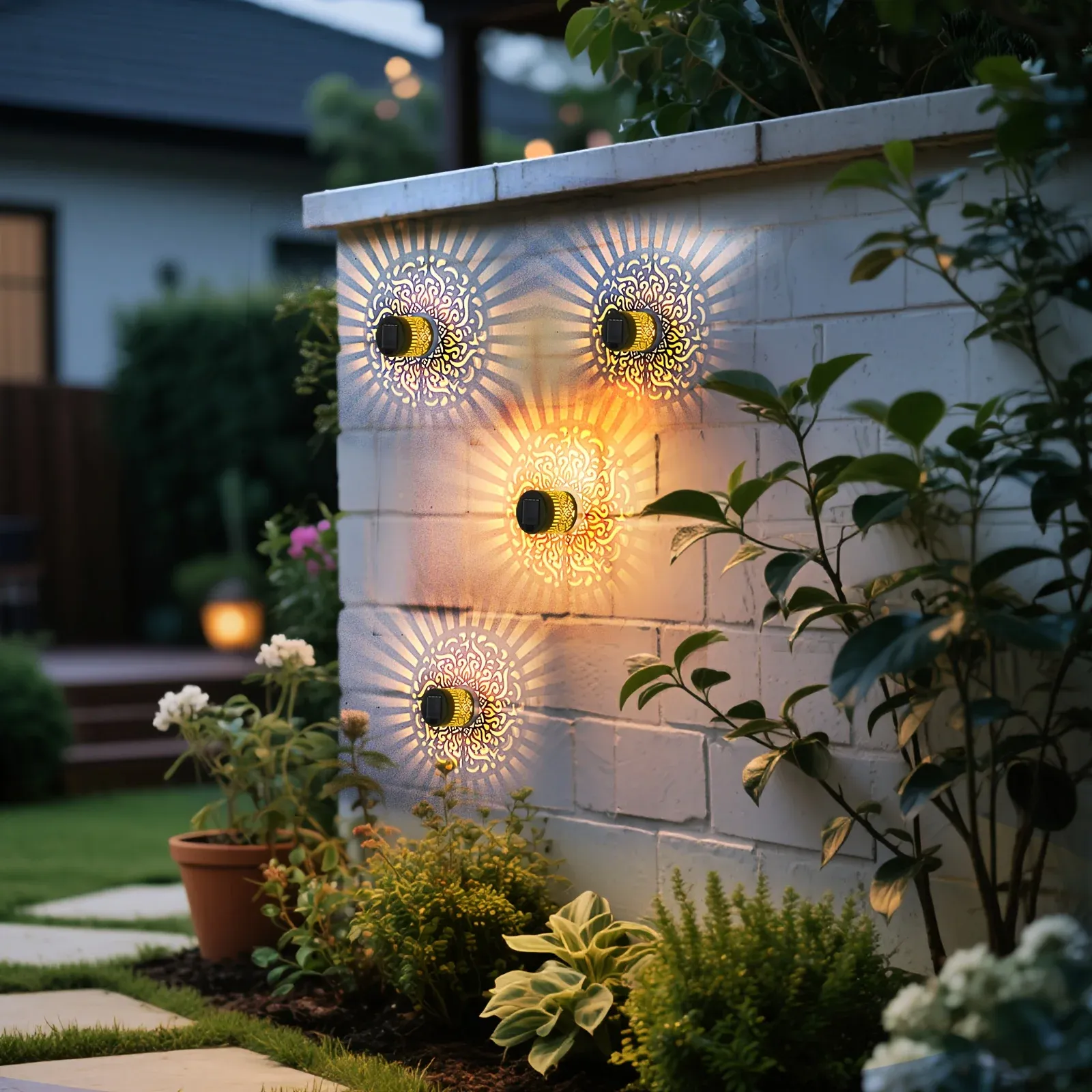 Lanterne Datura solaire pour extérieur, applique murale, éclairage de jardin, patio et passerelle (lot de 2 paquets) 5