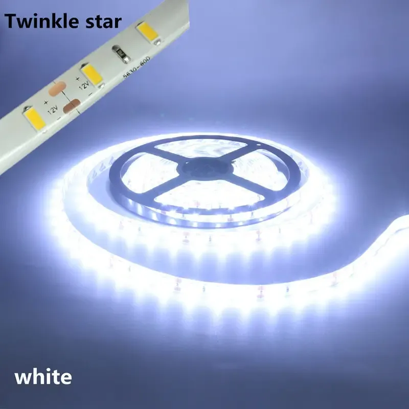 Bande LED 5630 5730 étanche IP65 12V 5 m, blanc chaud 3000K, blanc froid 6500K, blanc neutre 4000K, rouge, vert, bleu, flexible - Image 1
