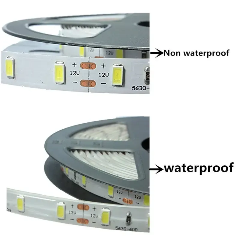 Bande LED 5630 5730 étanche IP65 12V 5 m, blanc chaud 3000K, blanc froid 6500K, blanc neutre 4000K, rouge, vert, bleu, flexible 5