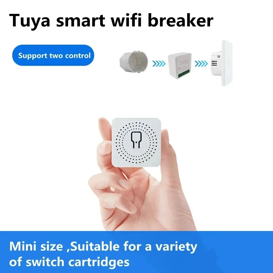 Mini interrupteur intelligent WiFi 16A compatible avec l'application Tuya Smart Life et Alexa, module de contrôle bidirectionnel pour la domotique 3