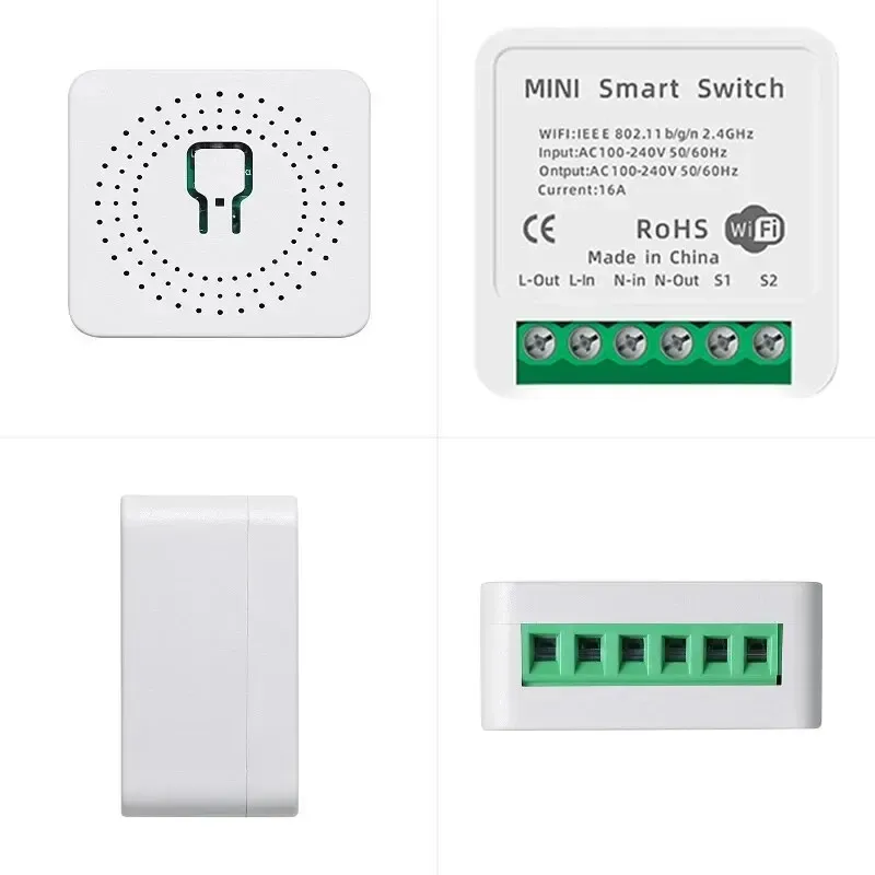 Mini interrupteur intelligent WiFi 16A compatible avec l'application Tuya Smart Life et Alexa, module de contrôle bidirectionnel pour la domotique 6