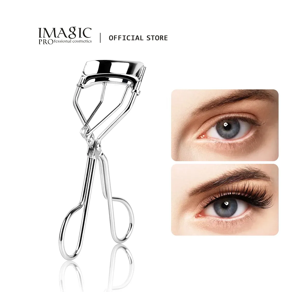 Recourbe-cils portable argent, professionnel, longue durée et naturel, sans pincement, pliable, outil de beauté cosmétique IMAGIC - Image 1